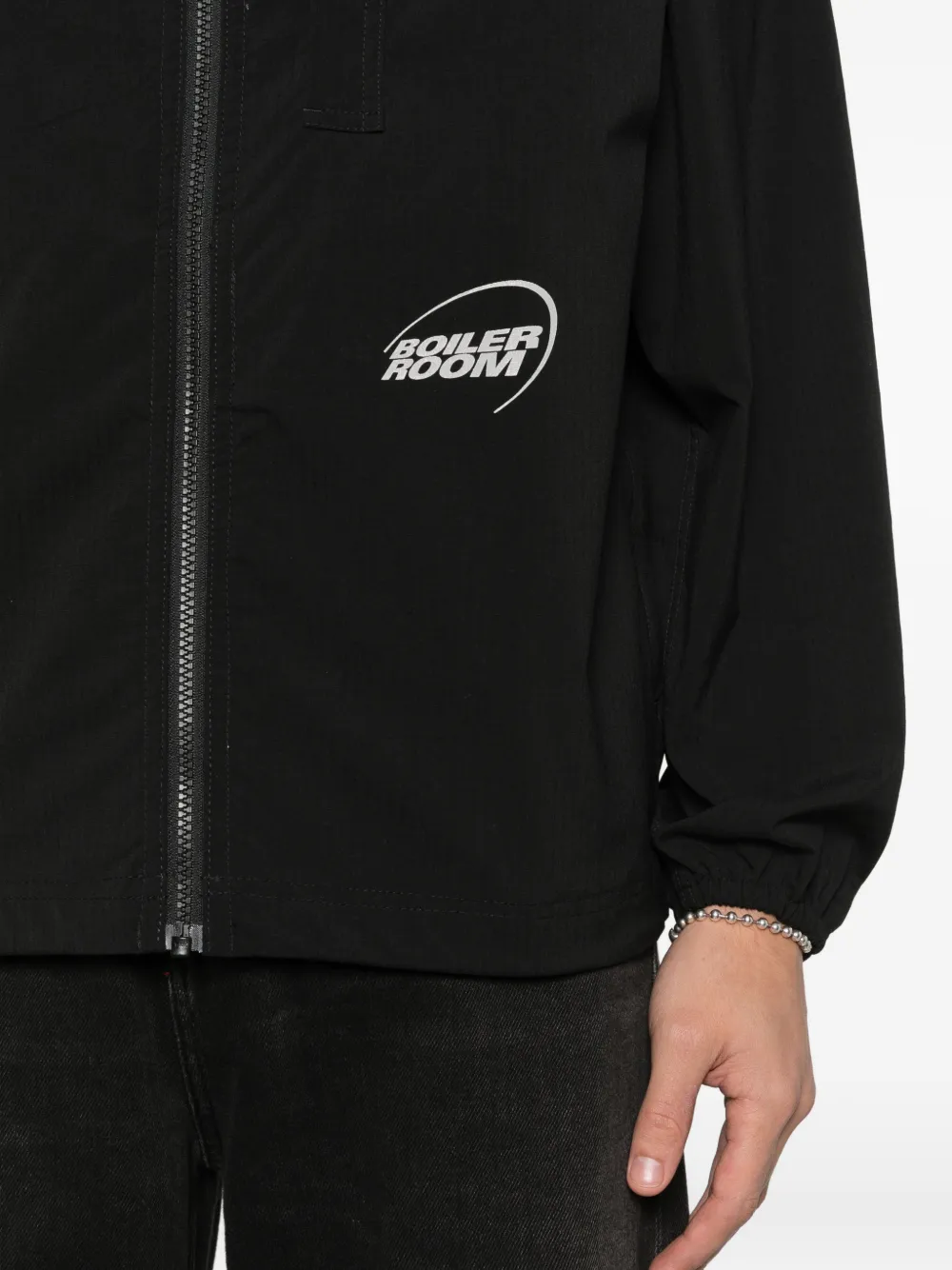 Boiler Room Packable Hooded Zip Jacket In Black