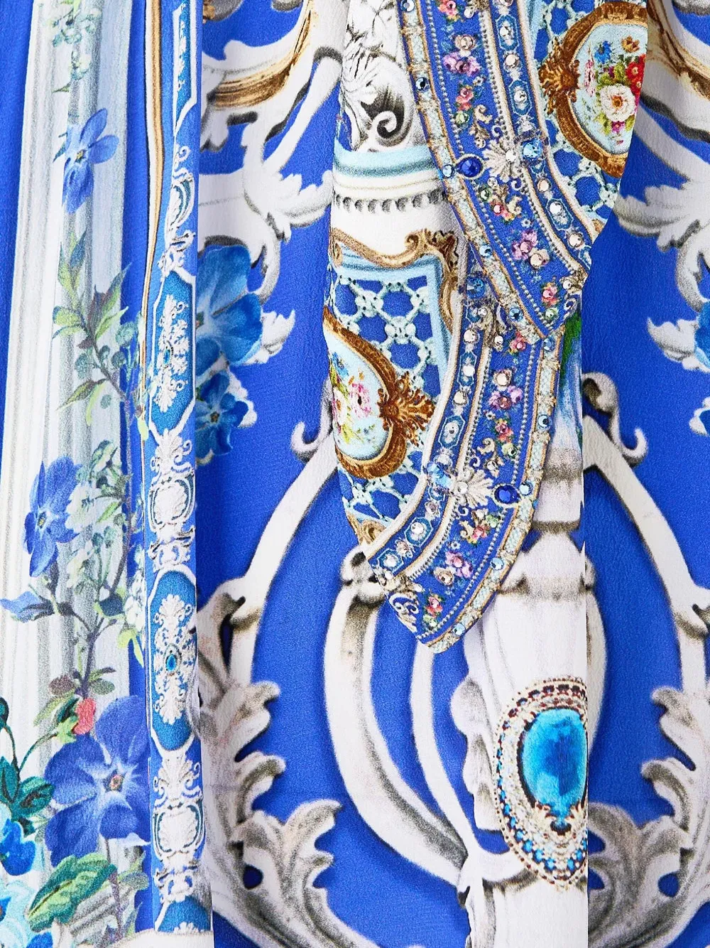 Camilla Ottoman Opulence V-neck Mini Dress In Blue