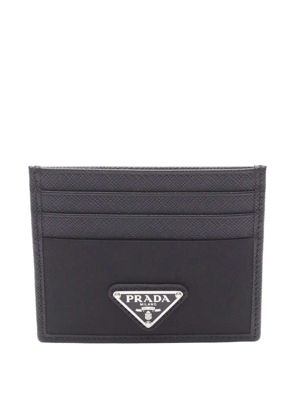 Pre-owned Prada 2013-2025 Saffiano And Tessuto Card Holder In Black