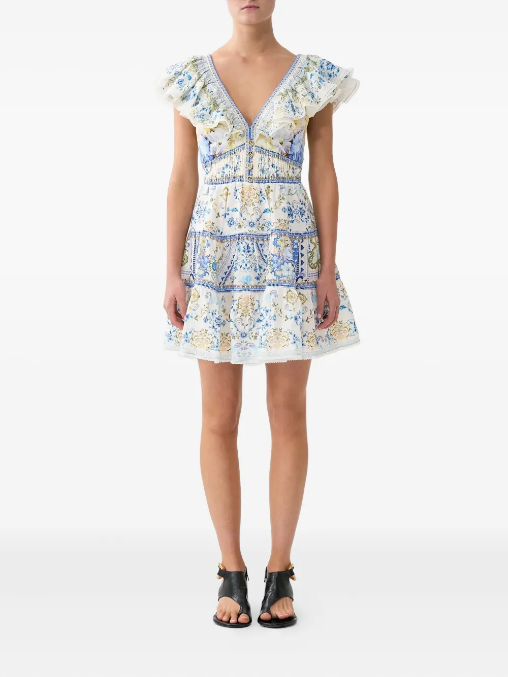 Camilla My Homespun Heart ruffled mini dress - Blauw
