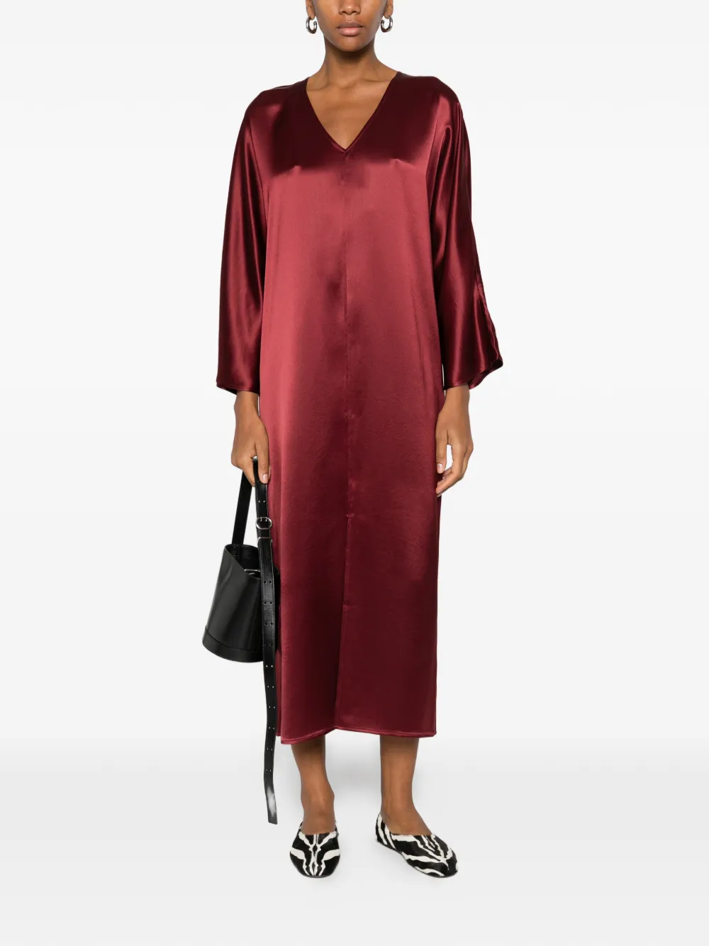 By Malene Birger Lucina V-neck Midi Dress In Red