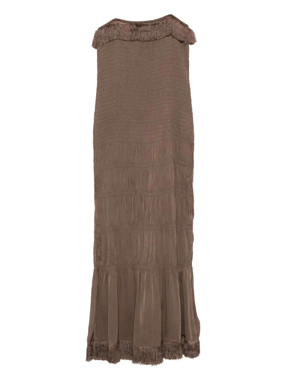 By Malene Birger Nova Fringed Maxi Dress In Brown