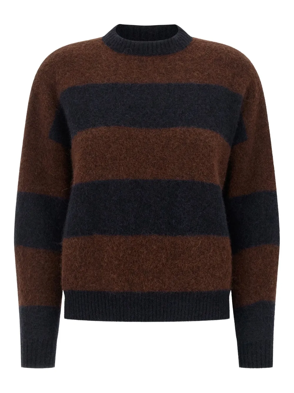 Weekend Max Mara Striped Crew Neck Long Sleeve Sweater In Brown