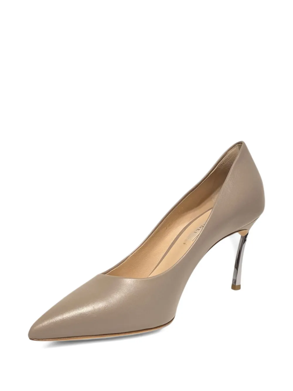 Casadei Samurai Blade 80mm pumps met metallic hak en puntige neus Beige
