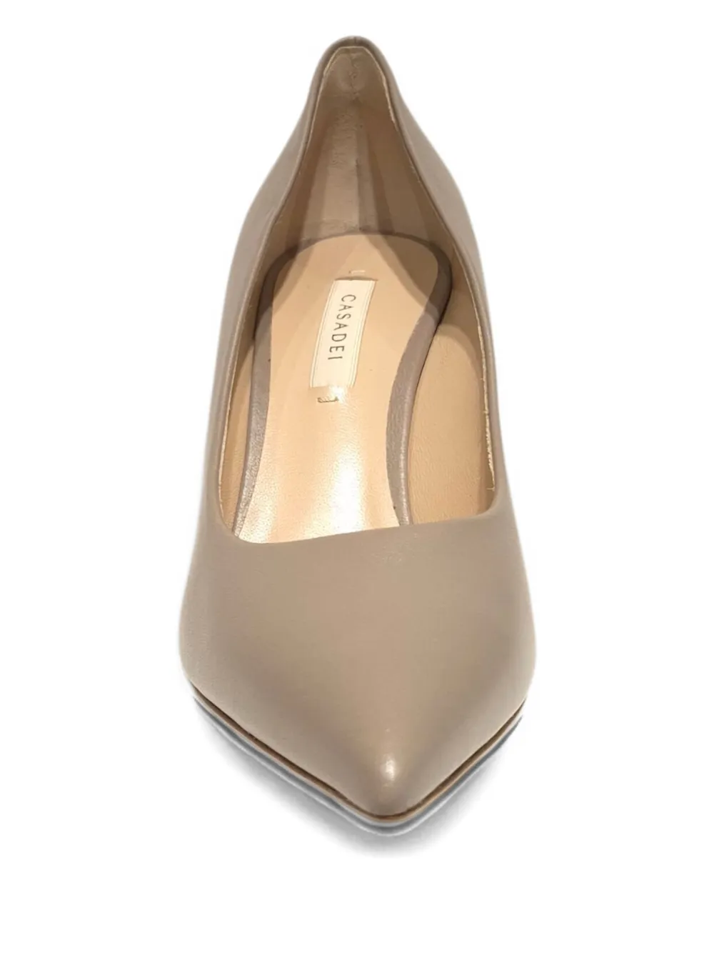 Casadei Samurai Blade 80mm pumps met metallic hak en puntige neus Beige