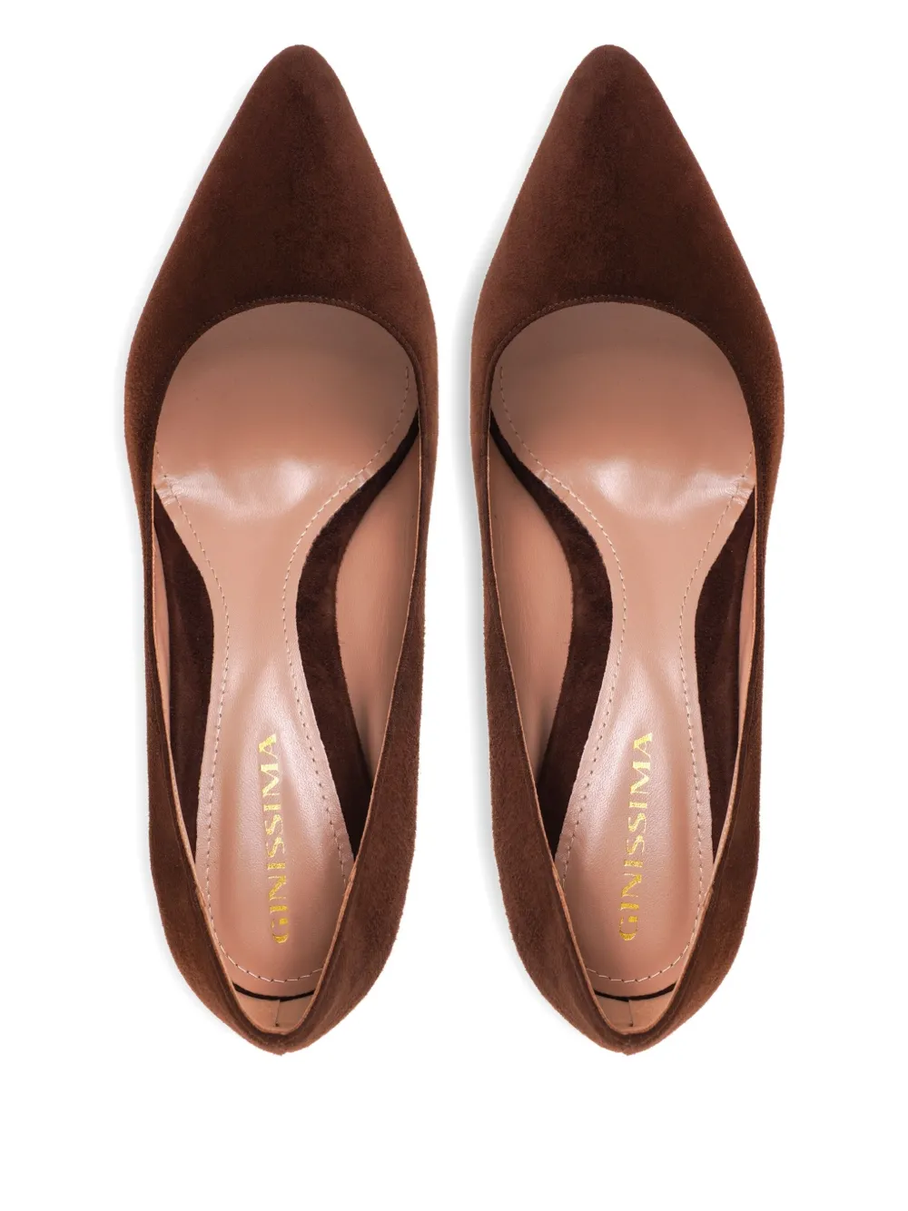 Ginissima 95mm Alice Pointed-toe Suede Pumps In Brown