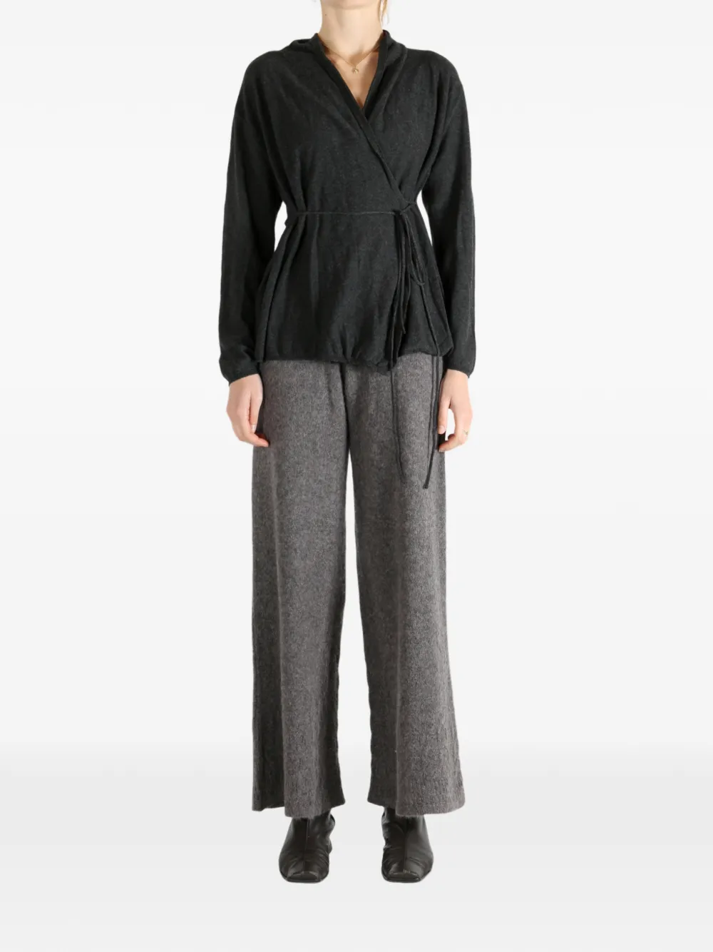 YANGKEHAN tie-waist wrap top - Grijs