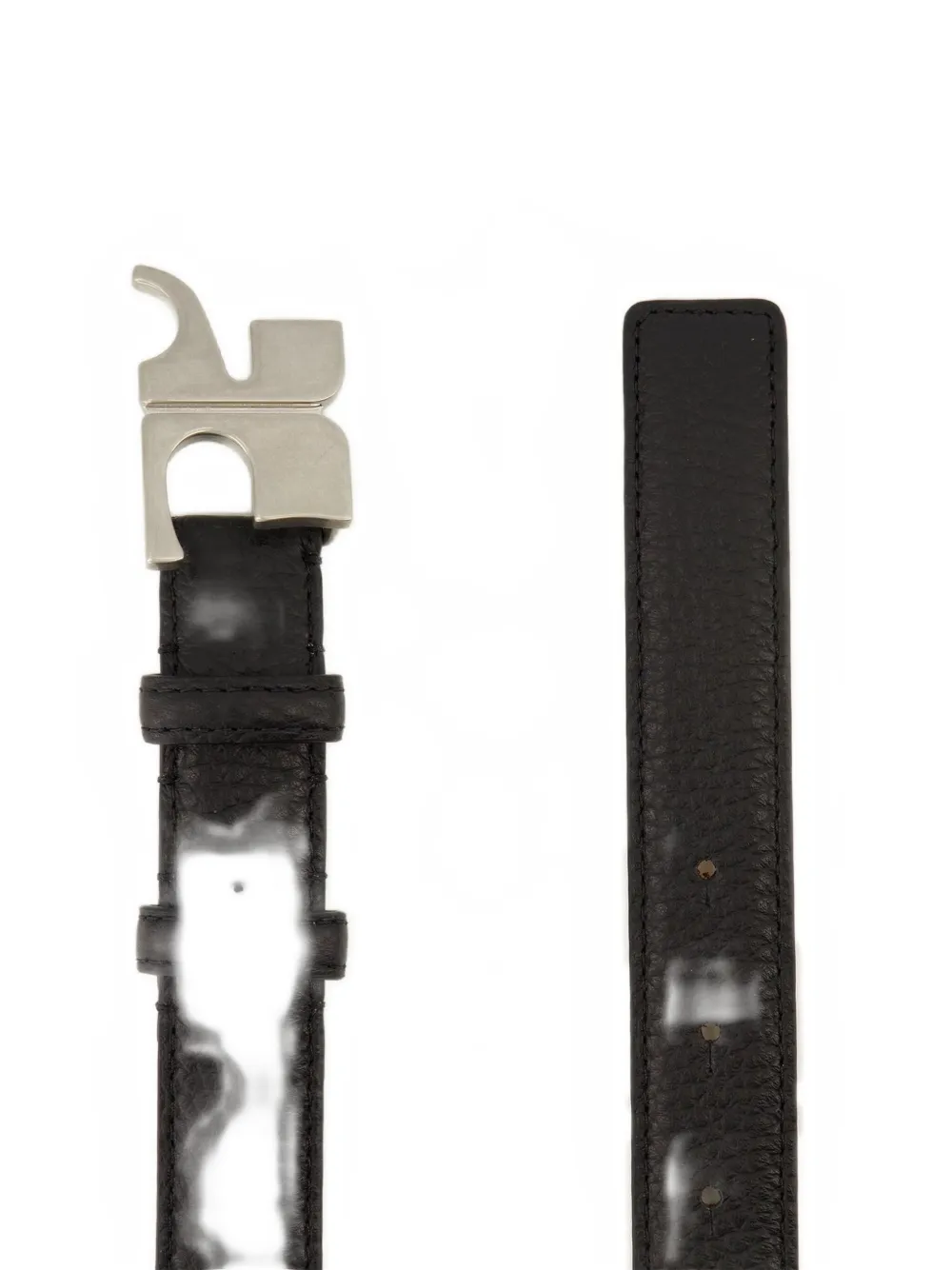 LOGO扣环皮质边饰腰带