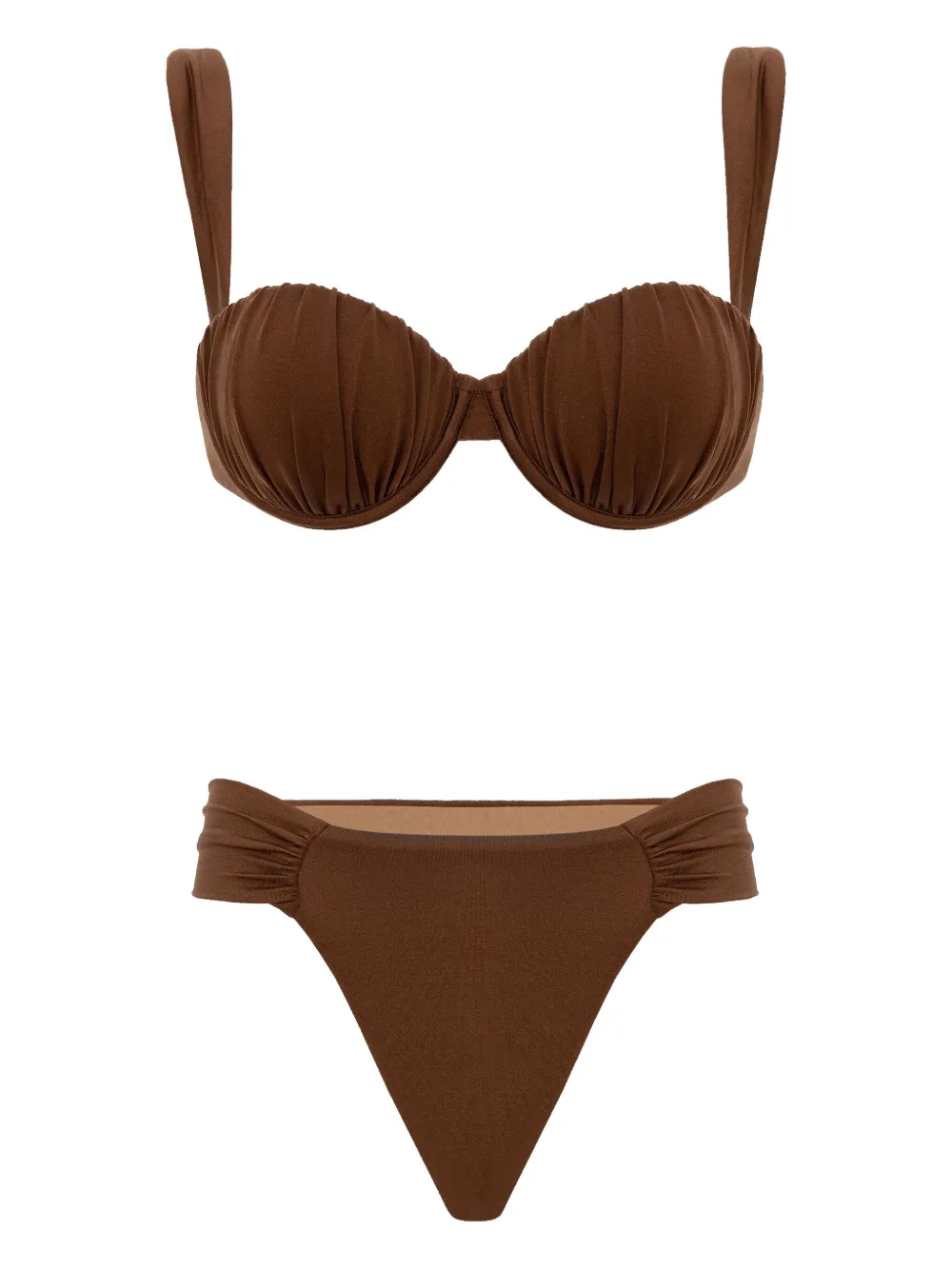 Noire Swimwear ruched balconette biquini - Marrone
