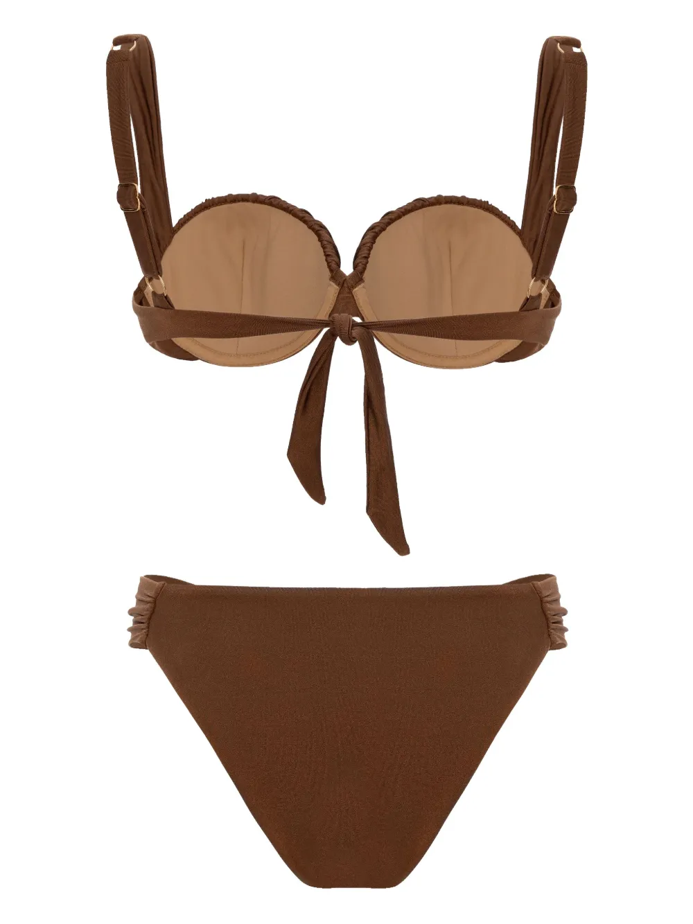 Noire Swimwear Balconette bikini met ruches Bruin