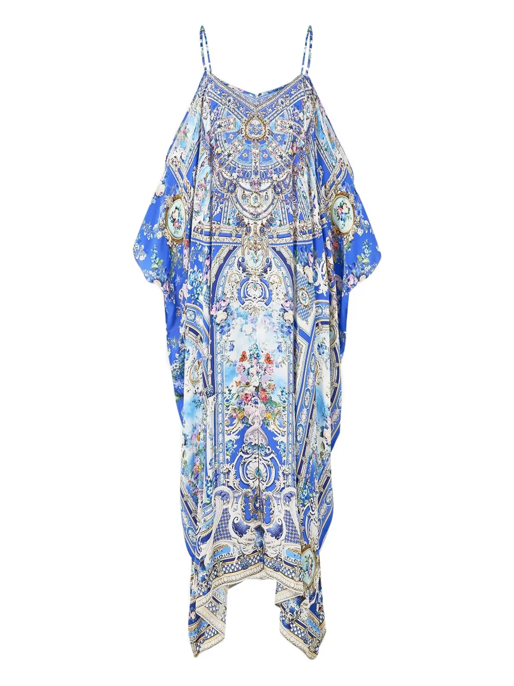Camilla Ottoman Opulence Silk Maxi Dress In Blue