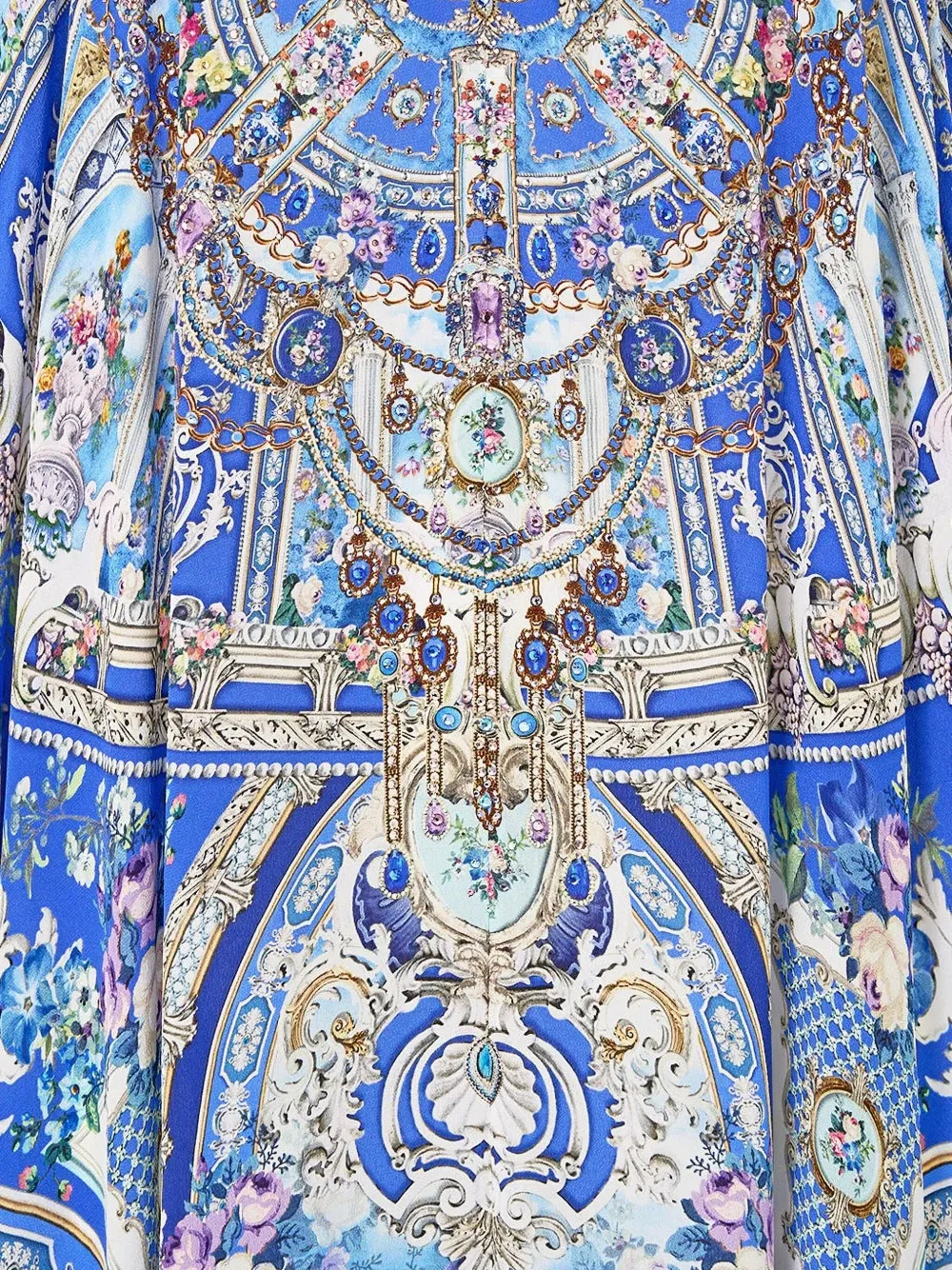 Camilla Ottoman Opulence Silk Maxi Dress In Blue