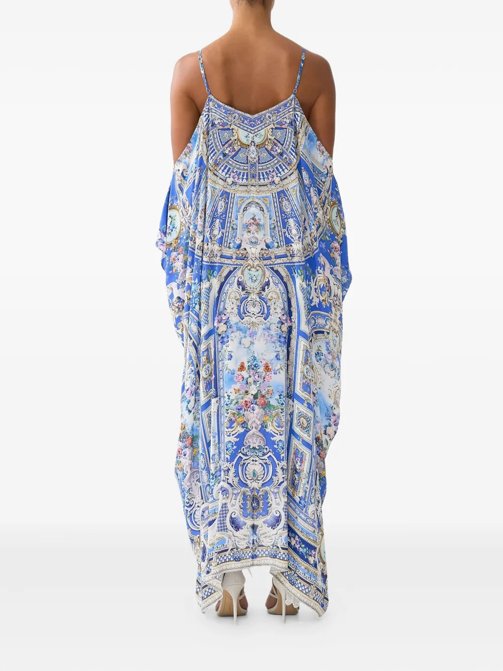 Camilla Ottoman Opulence Silk Maxi Dress In Blue