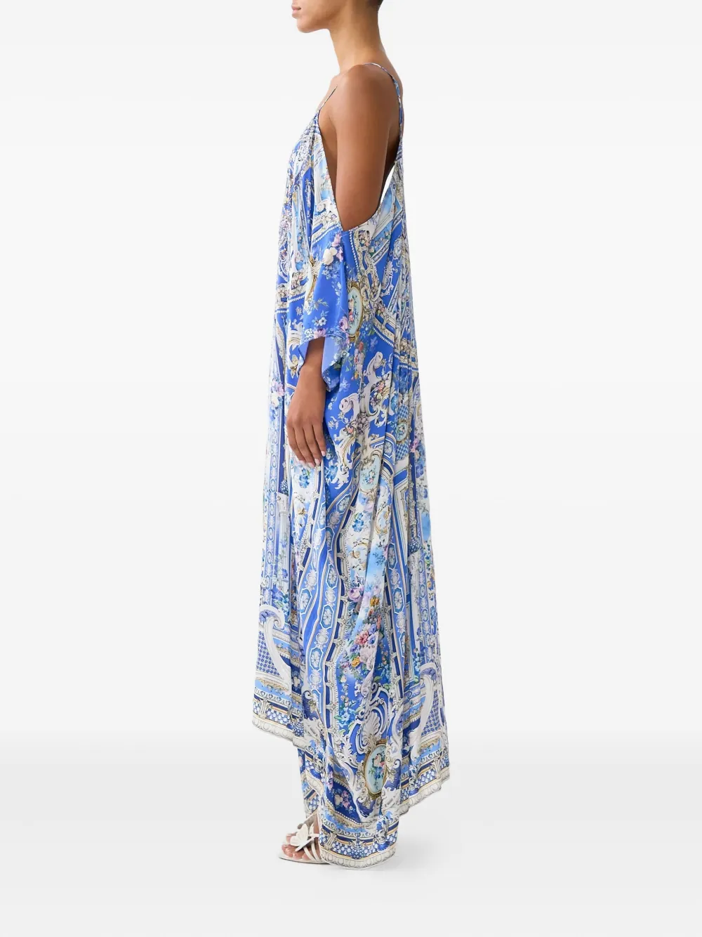 Camilla Ottoman Opulence Silk Maxi Dress In Blue