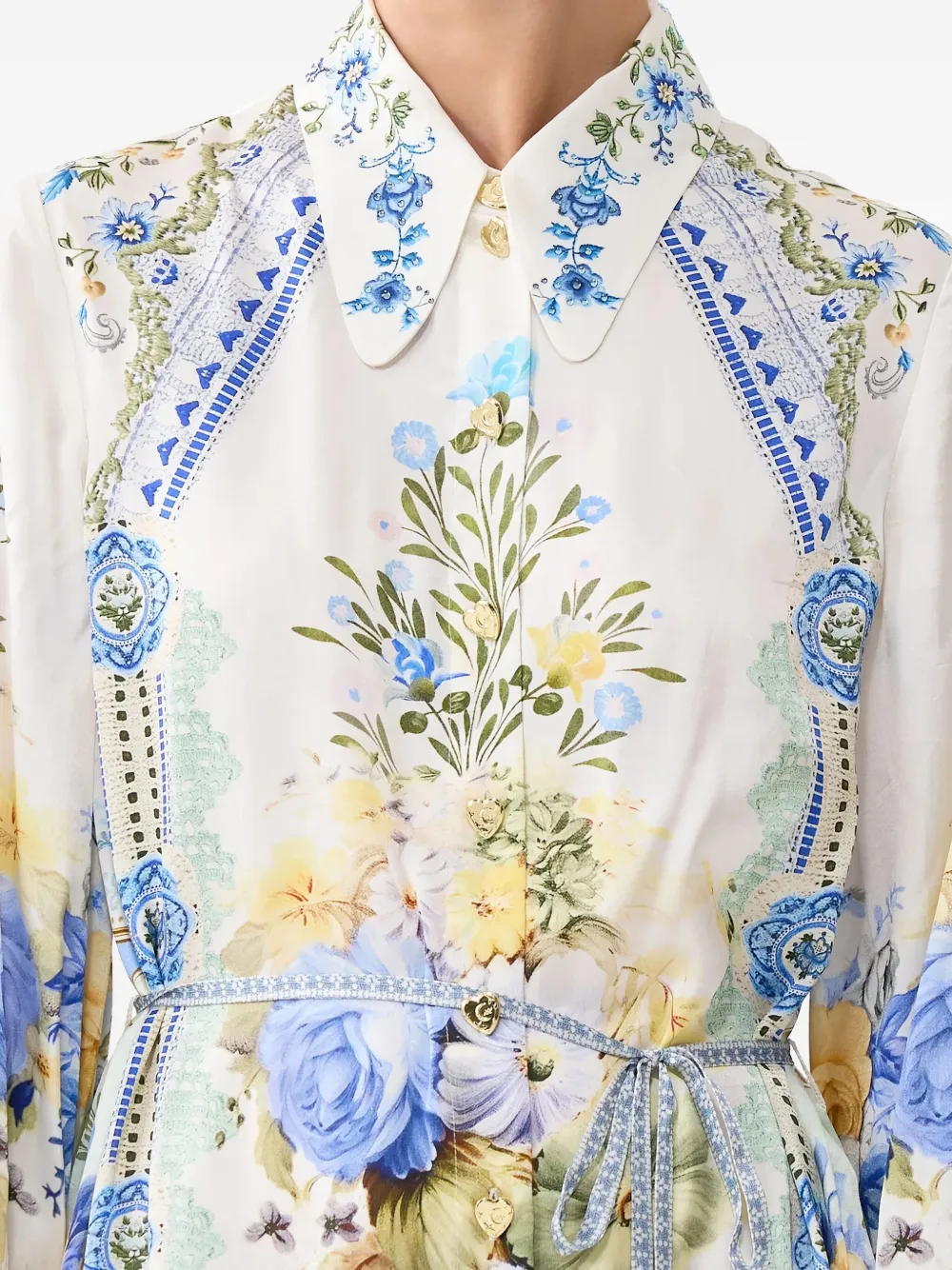 Camilla My Homespun Heart Mini Shirt Dress In Blue