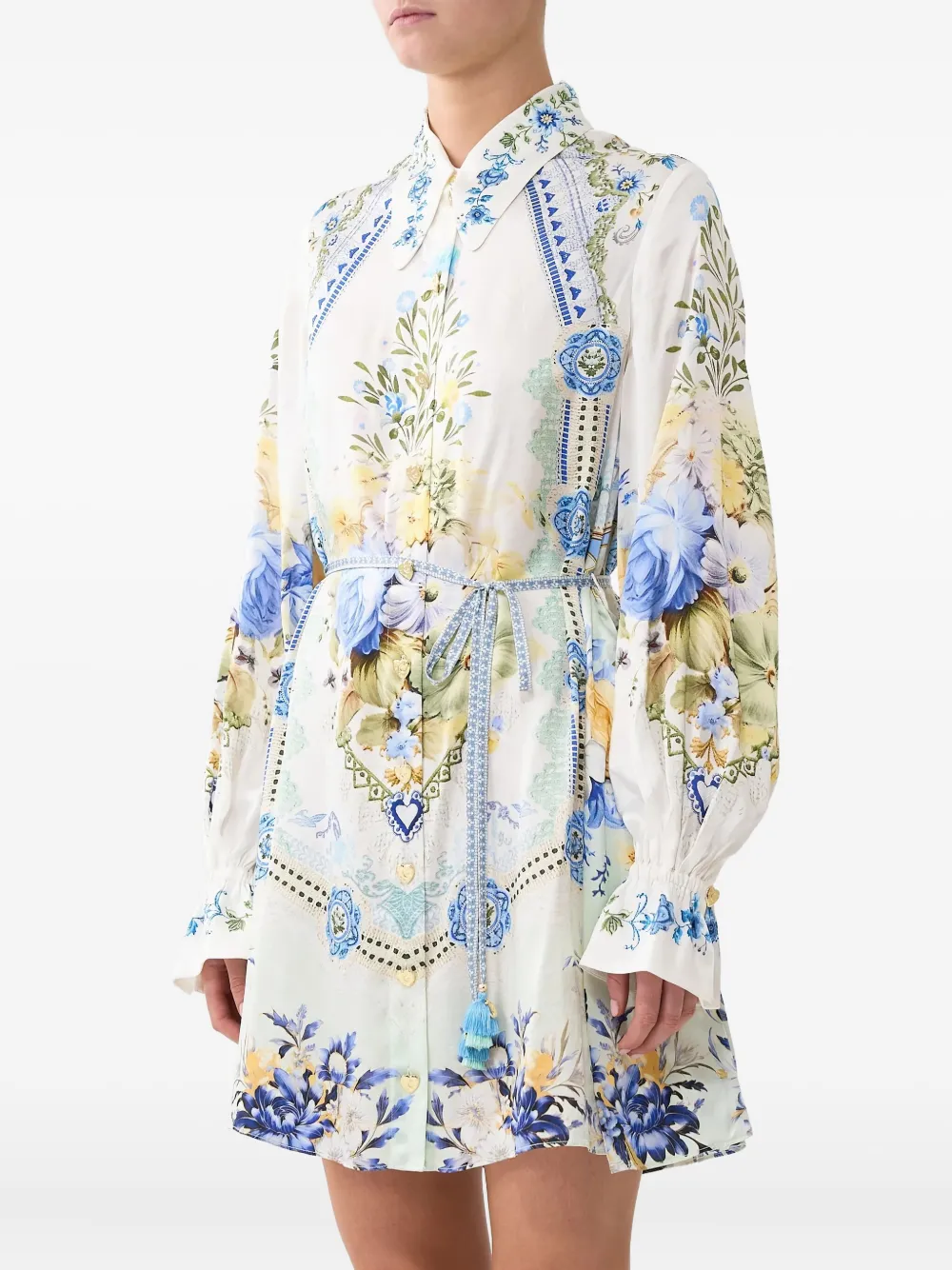 Camilla My Homespun Heart Mini Shirt Dress In Blue