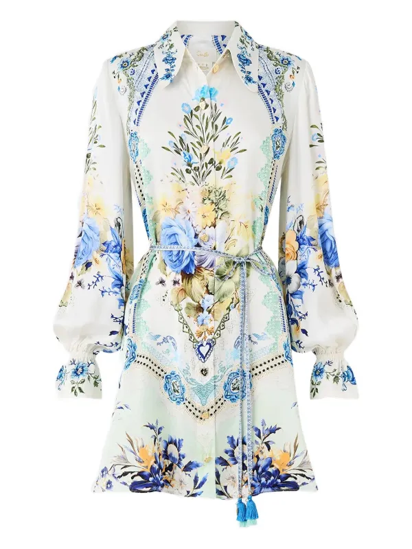 Camilla My Homespun Heart Mini Shirt Dress - Blue