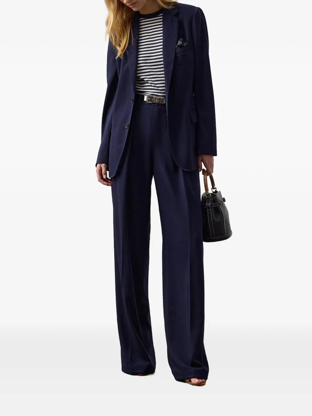 Ralph Lauren Collection Broek met geplooide details bij de taille - Blauw