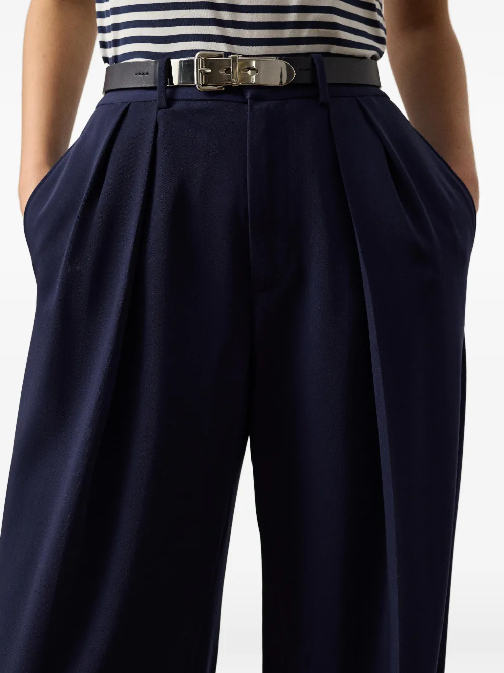 Ralph Lauren Collection Broek met geplooide details bij de taille Blauw