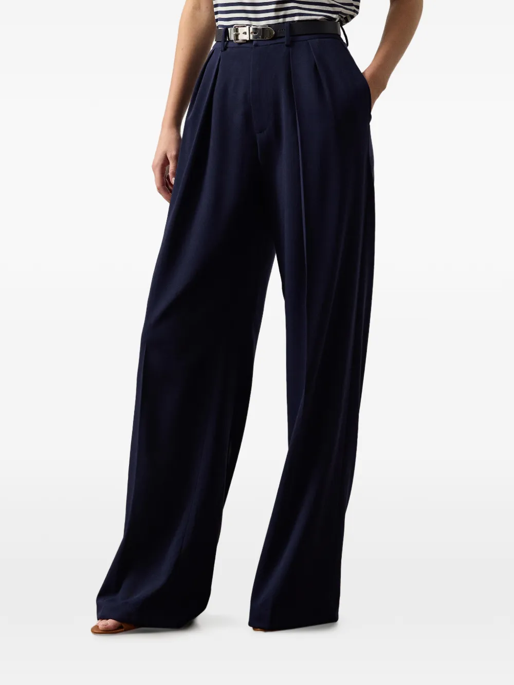 Ralph Lauren Collection Broek met geplooide details bij de taille Blauw
