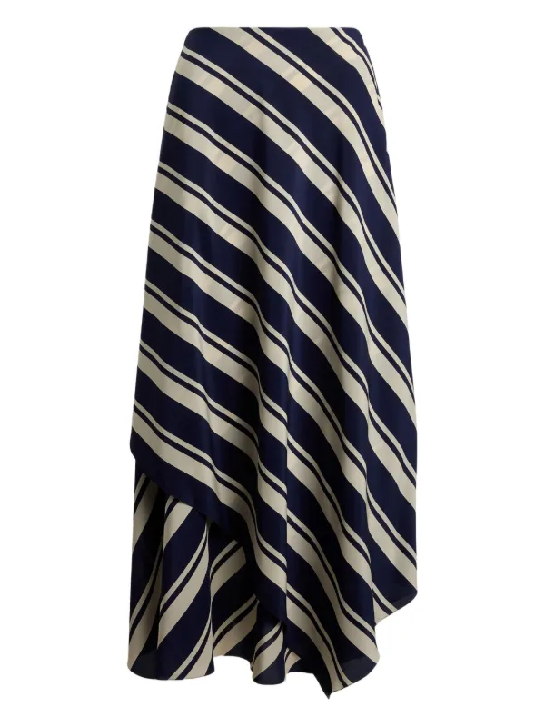 Ralph Lauren Collection Striped Handkerchief Tilda Skirt in Blue