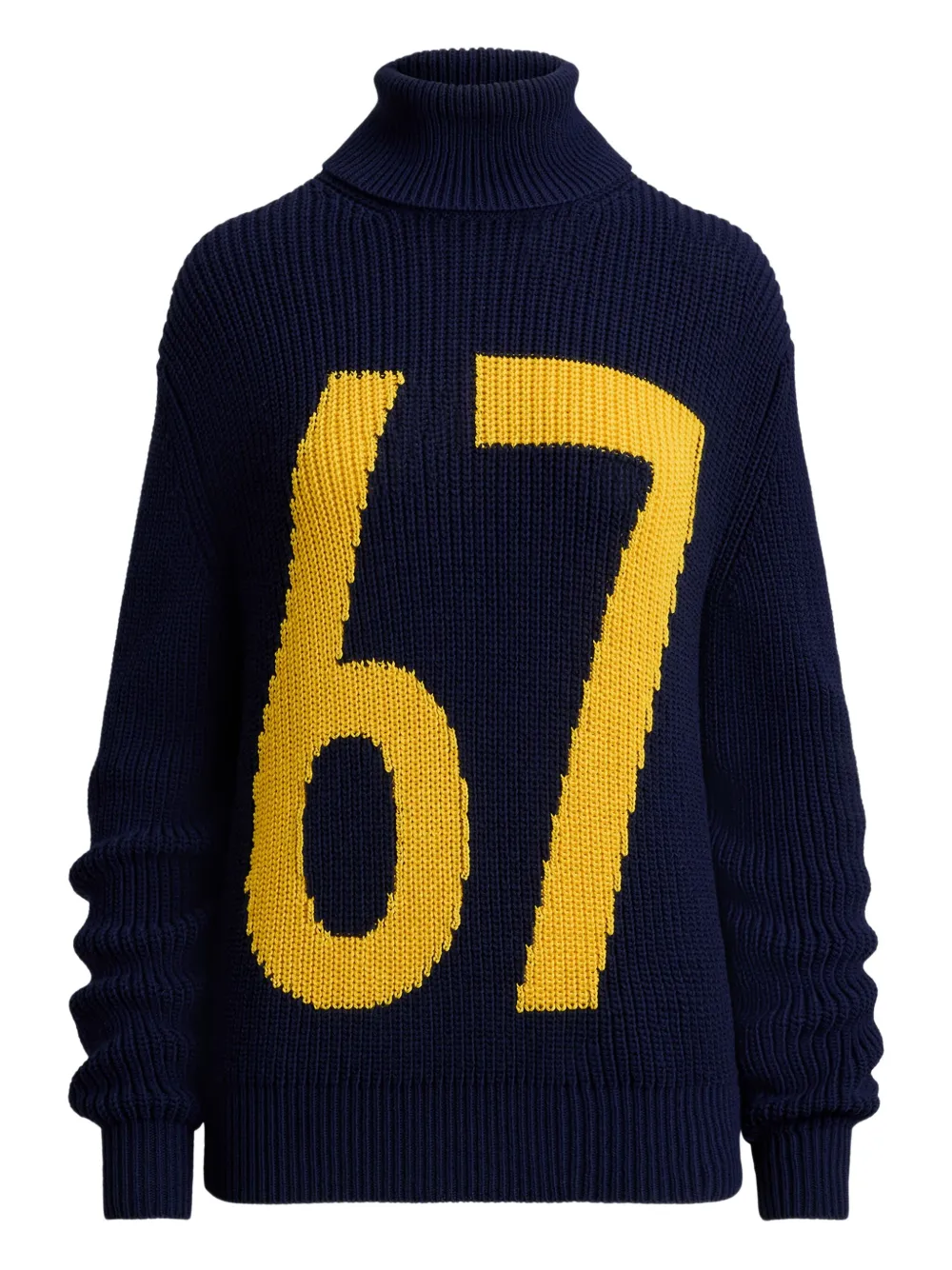 Ralph Lauren Intarsia-knit Turtleneck Sweater In Black