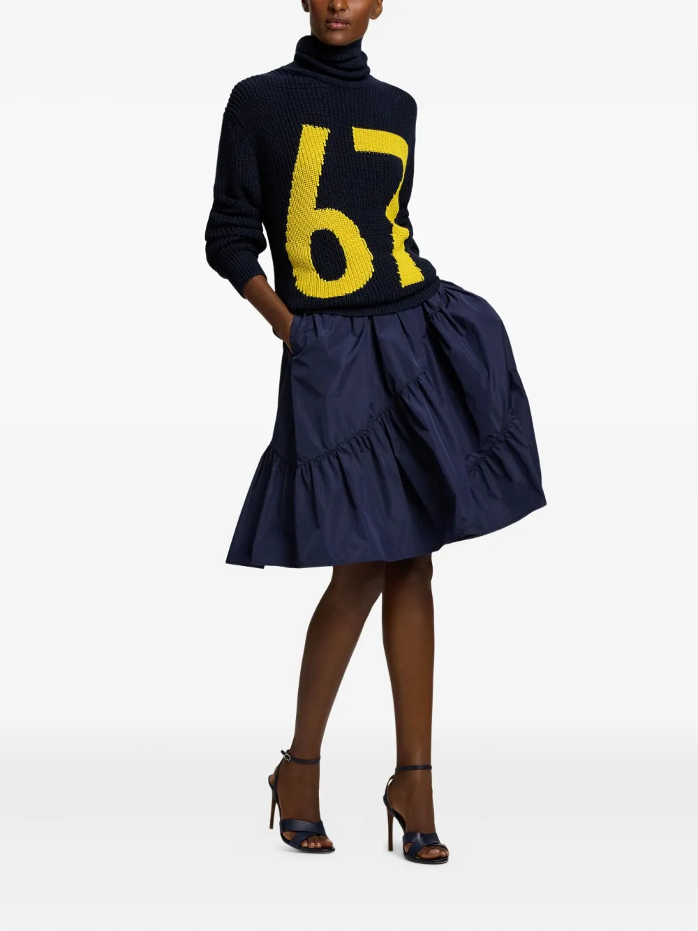 Ralph Lauren Intarsia-knit Turtleneck Sweater In Black