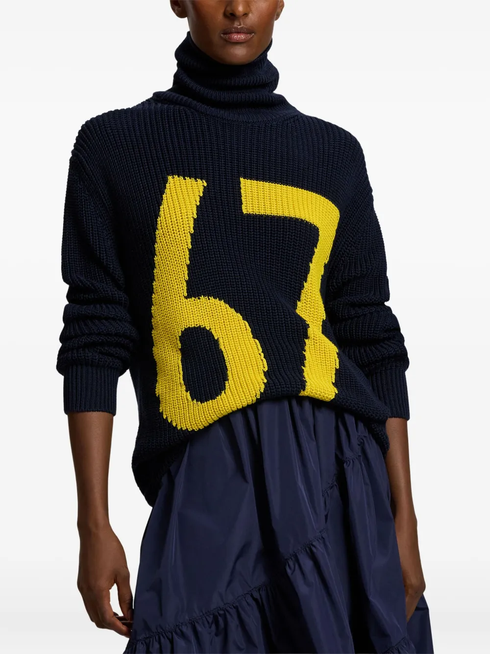 Ralph Lauren Intarsia-knit Turtleneck Sweater In Black