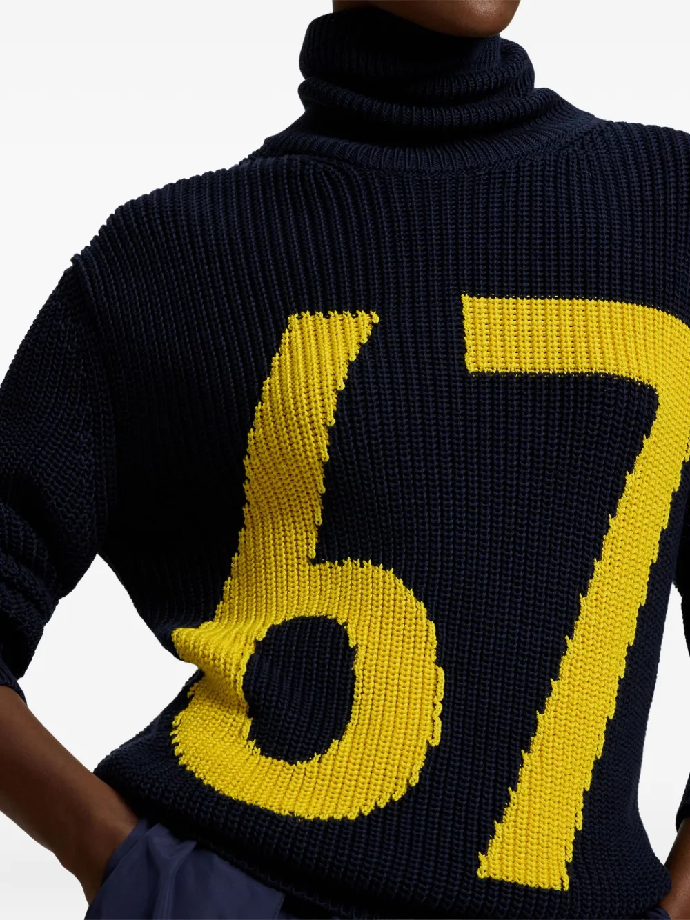 Ralph Lauren Intarsia-knit Turtleneck Sweater In Black