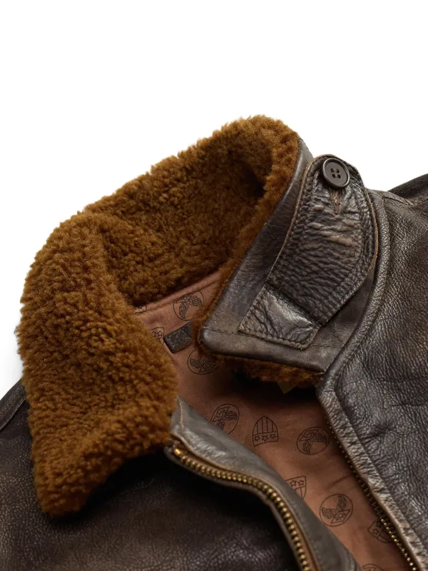 Ralph Lauren RRL shearling-collar Leather Jacket | Brown | FARFETCH