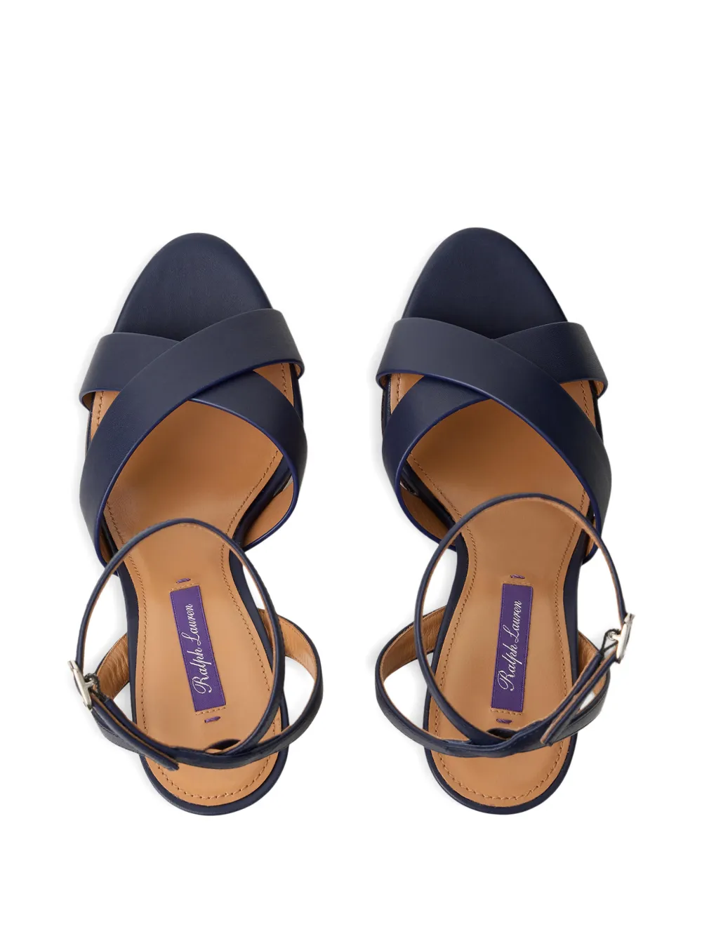 Ralph Lauren Collection Cleary sandalen met plateauzool en gekruiste bandjes Blauw