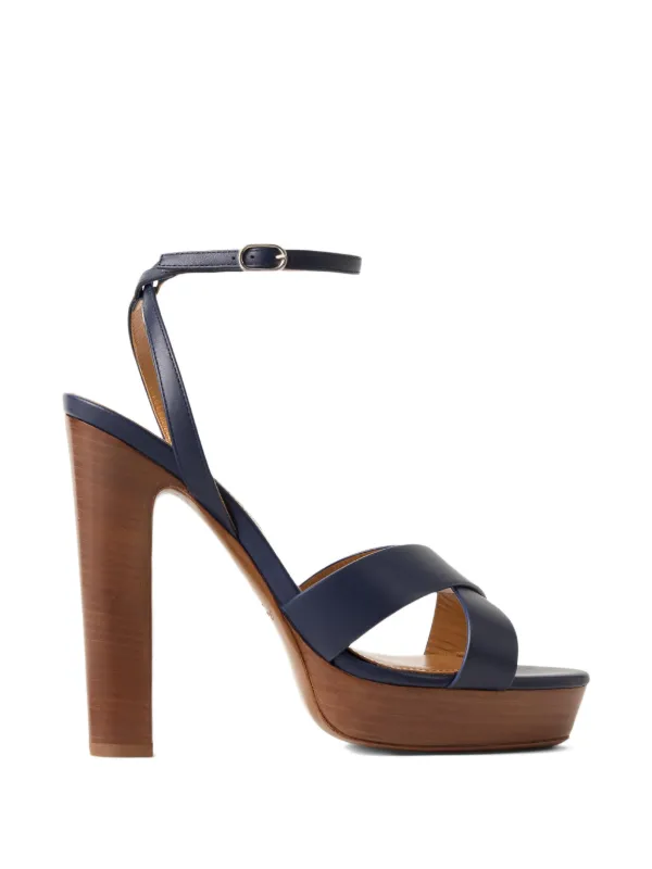 Ralph Lauren Collection Cleary Criss-cross Platform Sandals in Blue