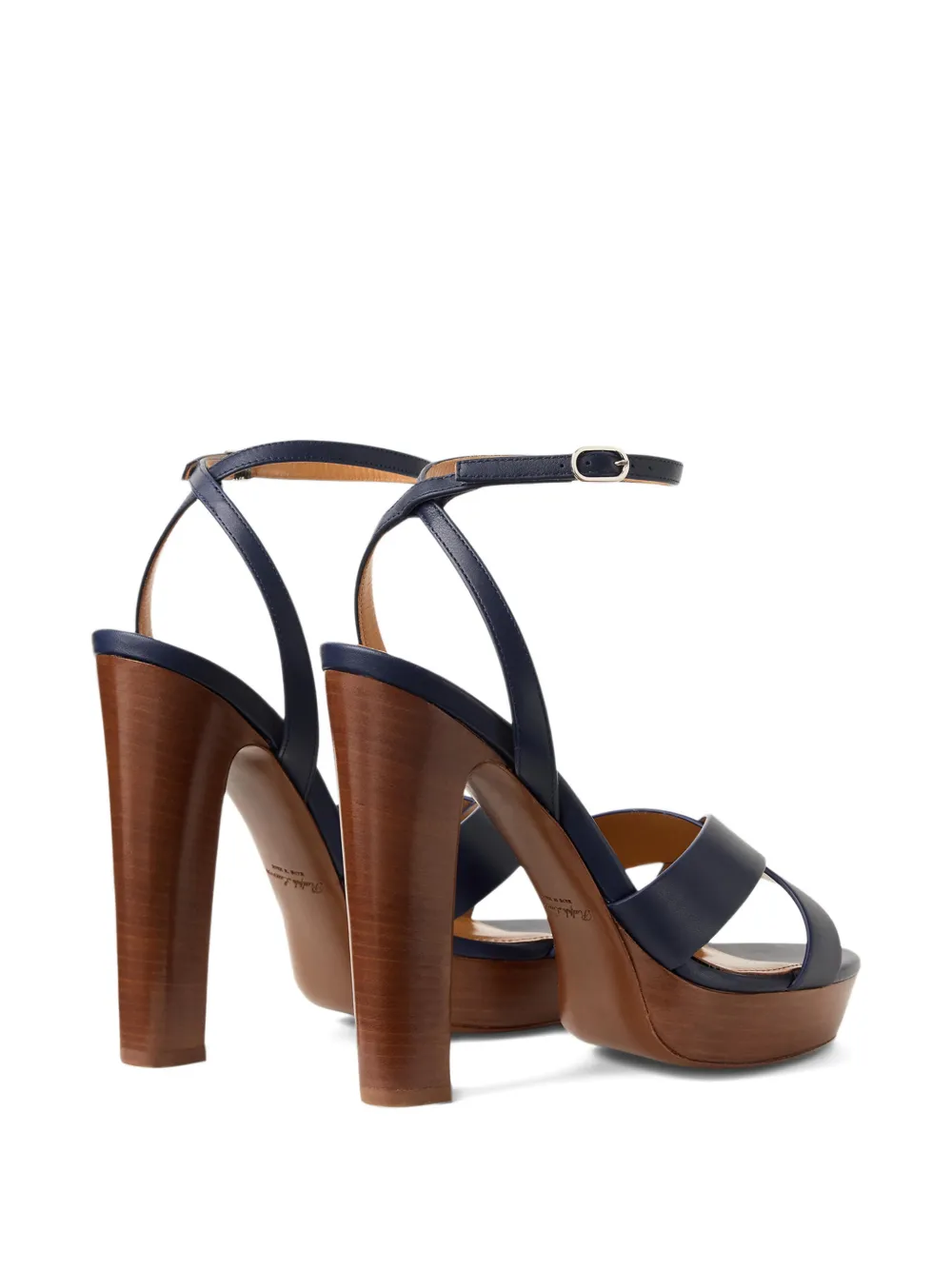 Ralph Lauren Collection Cleary sandalen met plateauzool en gekruiste bandjes Blauw