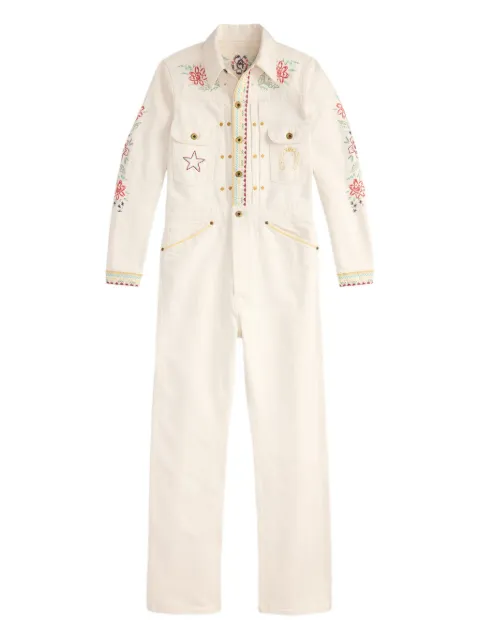 Ralph Lauren RRL embroidered cotton-linen blend jumpsuit