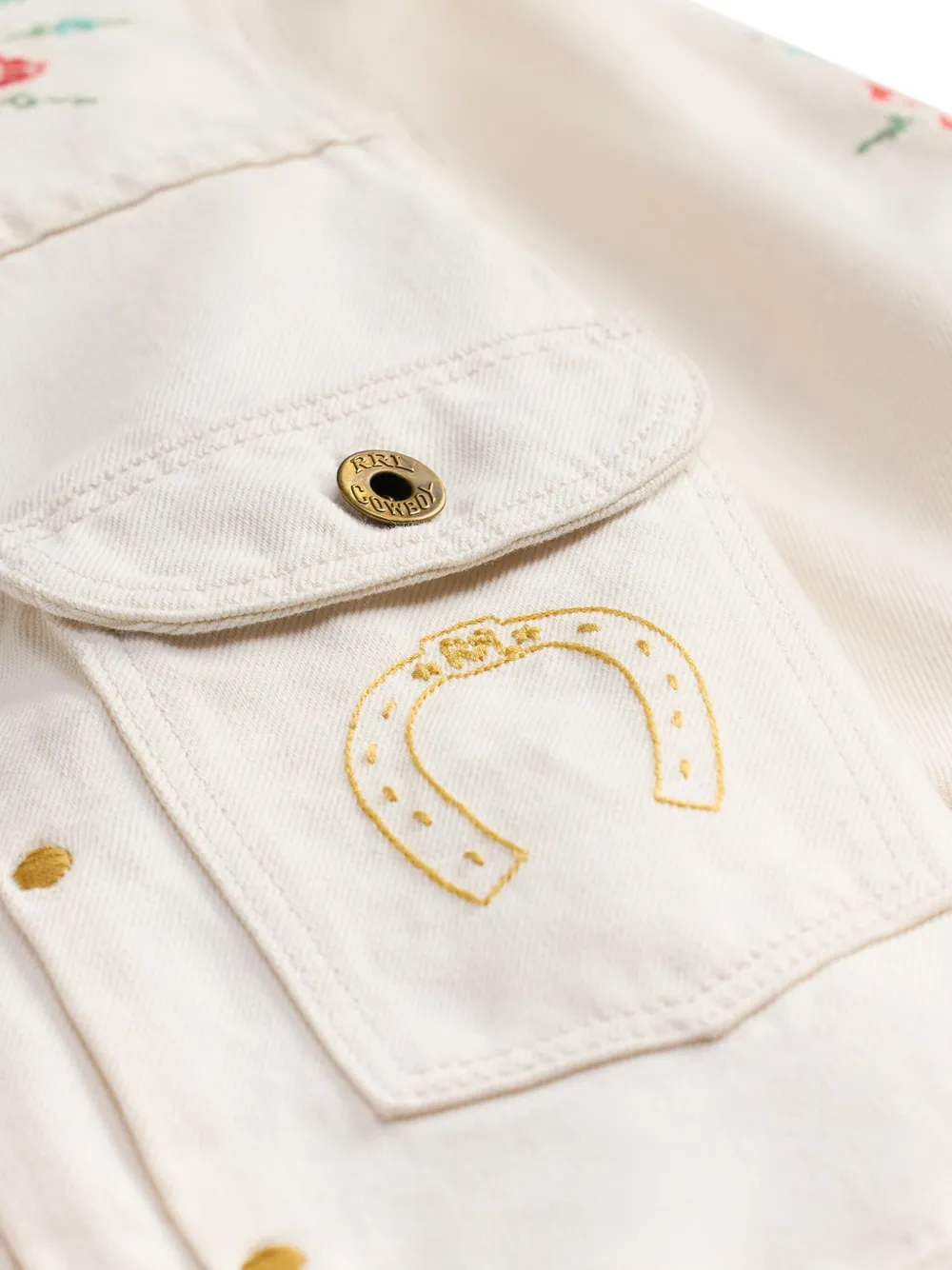 Ralph Lauren RRL Jumpsuit met borduurwerk van katoen-linnenblend Wit