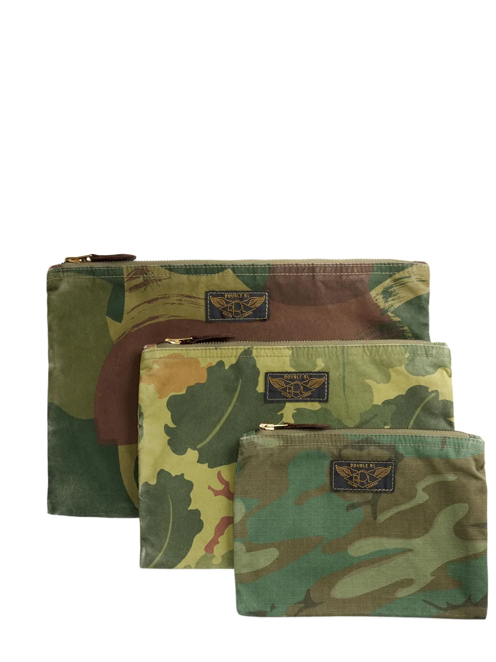 Ralph Lauren RRL Pouch con stampa camouflage e zip (3 pezzi) - Verde