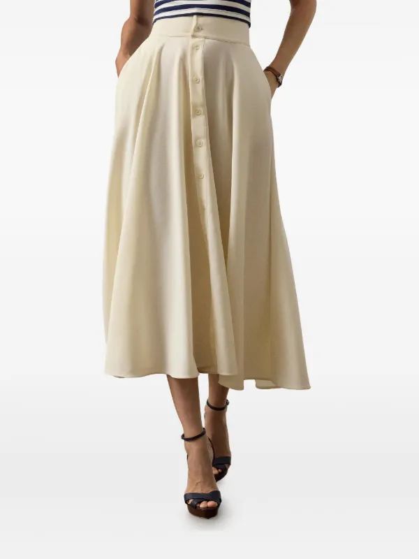 Ralph Lauren Collection lace-up Buttoned Midi A-line Skirt