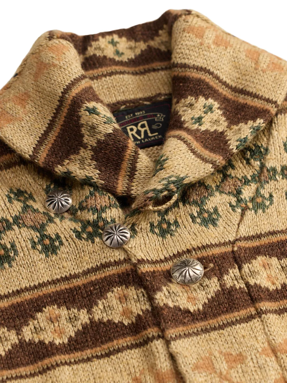 Ralph Lauren RRL Vest met sjaalkraag en patroon Beige