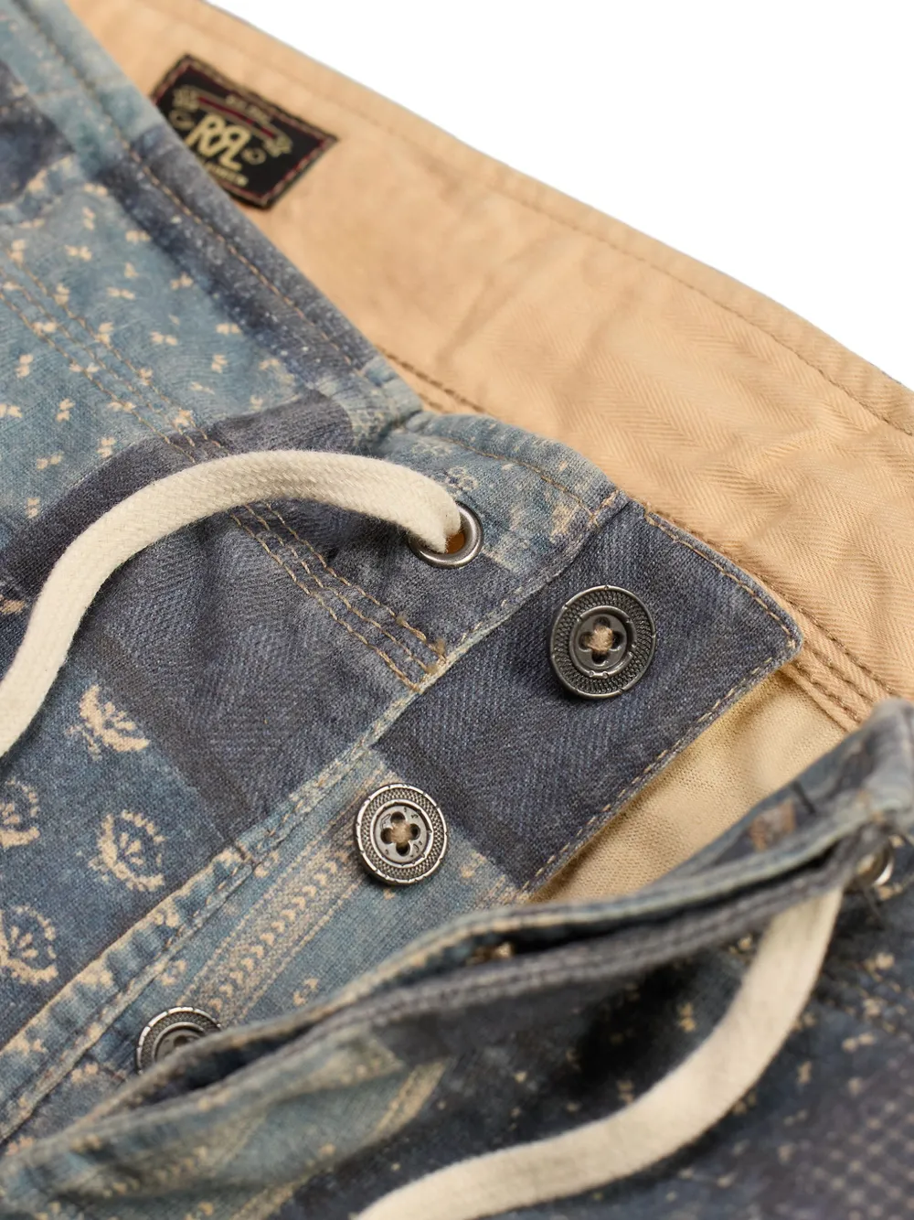 Ralph Lauren RRL Broek met trekkoordsluiting en patchwork Blauw