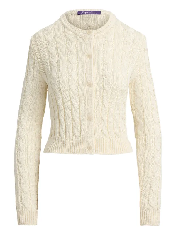 Ralph Lauren Collection Cable-knit Buttoned Cardigan in Neutrals