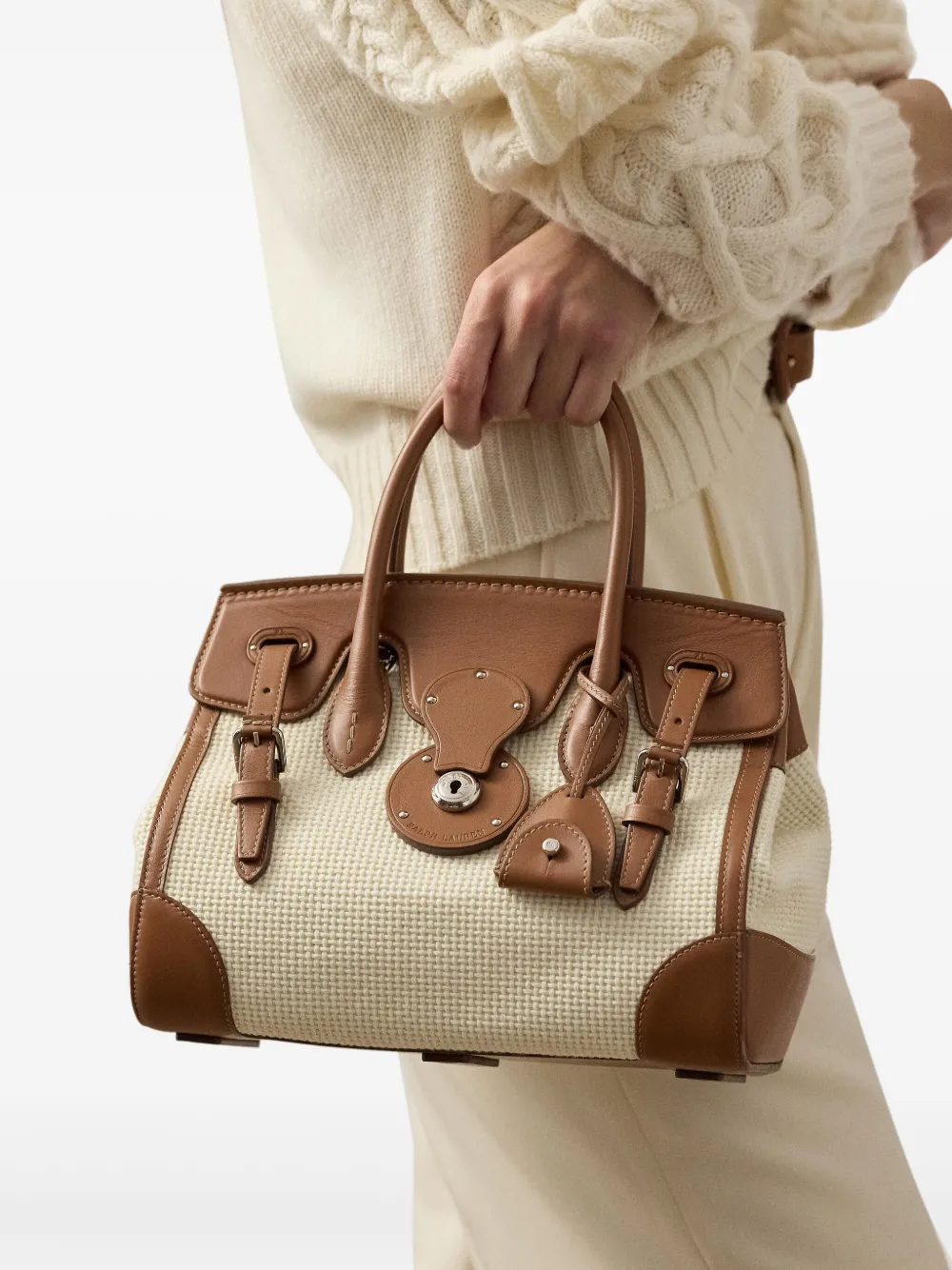 Ralph Lauren Soft Ricky 27 Woven Tote Bag In Neutral