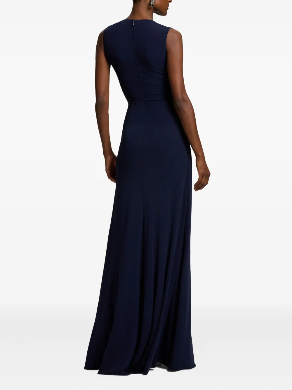 Ralph Lauren Twist Pleated Maxi Evening Dress In Blue