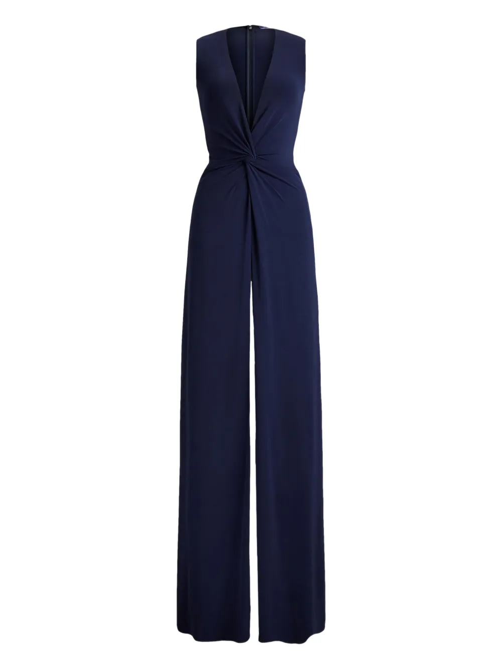 Ralph Lauren Twist Pleated Maxi Evening Dress In Blue