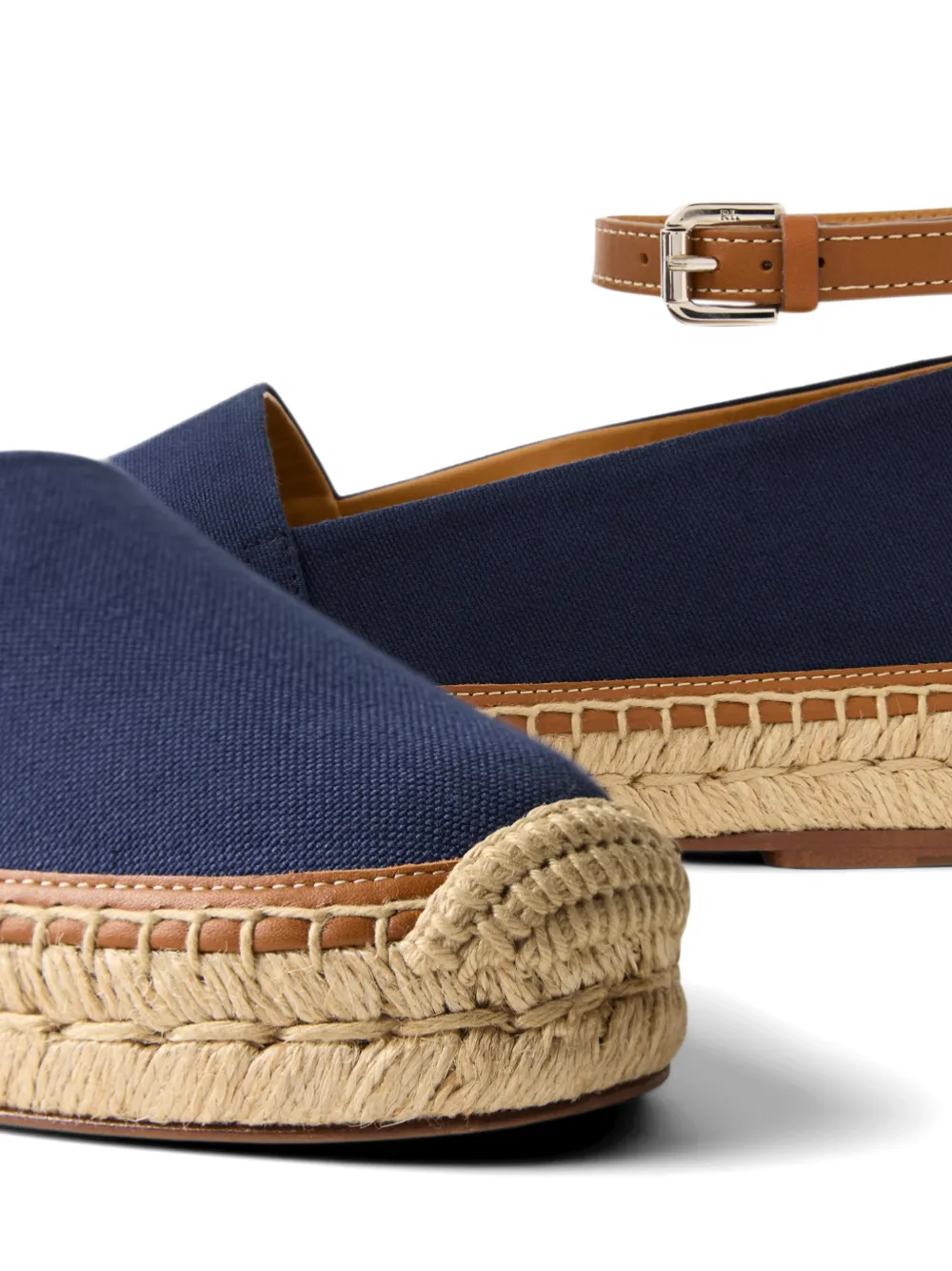 Ralph Lauren Collection Hadan crocheted ankle strap espadrille Blauw
