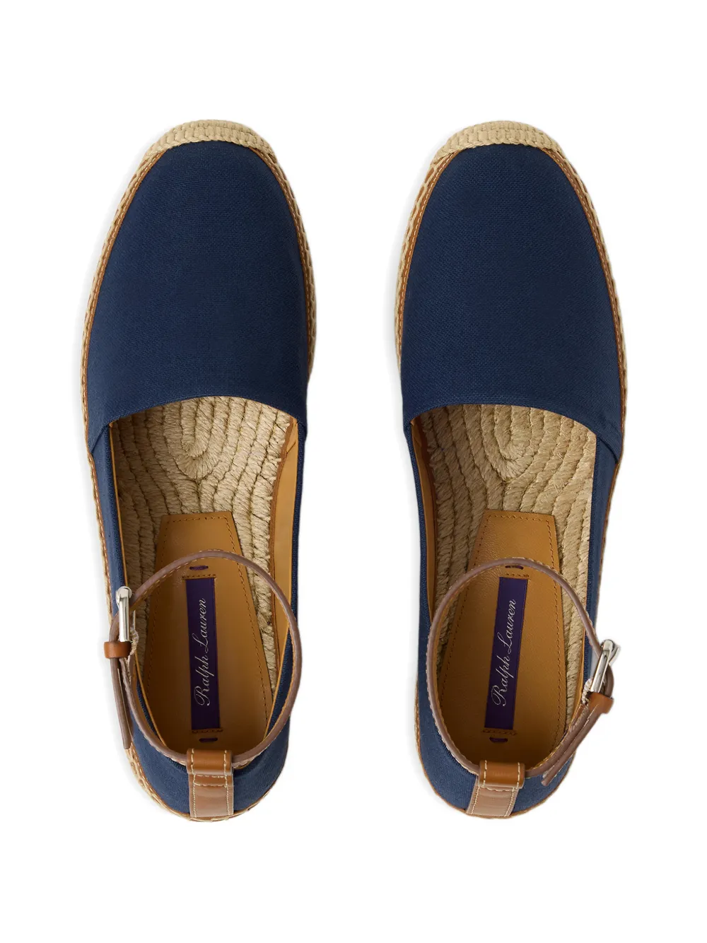 Ralph Lauren Collection Hadan crocheted ankle strap espadrille Blauw