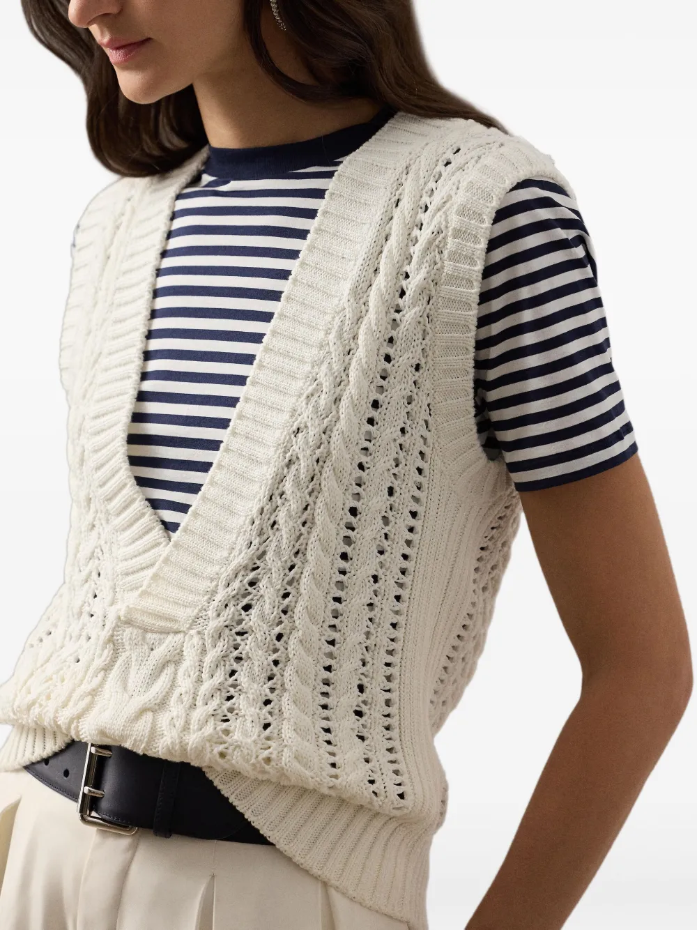 Ralph Lauren Cable-knit Vest In Neutral