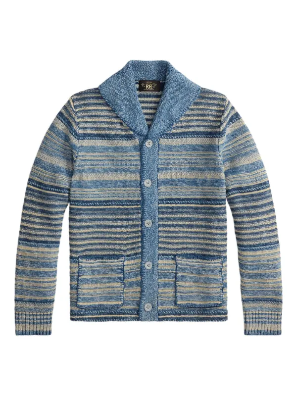 Ralph Lauren RRL ライトブルー インデイゴ カーディガン ラルフ Ralph Lauren RRL Striped Button Cardigan | Blue | FARFETCH
