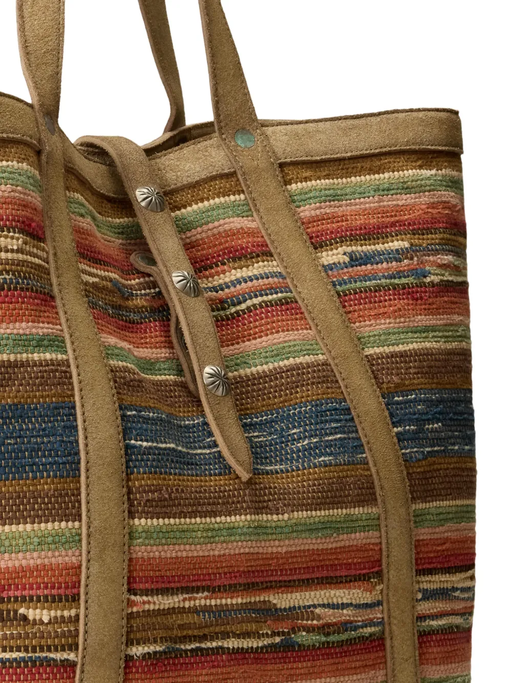 Ralph Lauren RRL Murphy Striped studded-detail Tote Bag | Brown