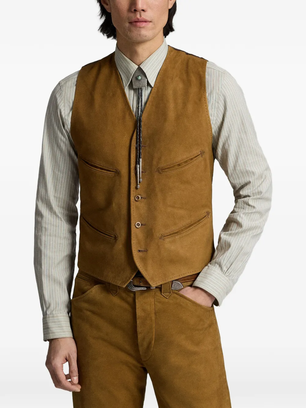 Ralph Lauren RRL Gilet in pelle scamosciata - Marrone
