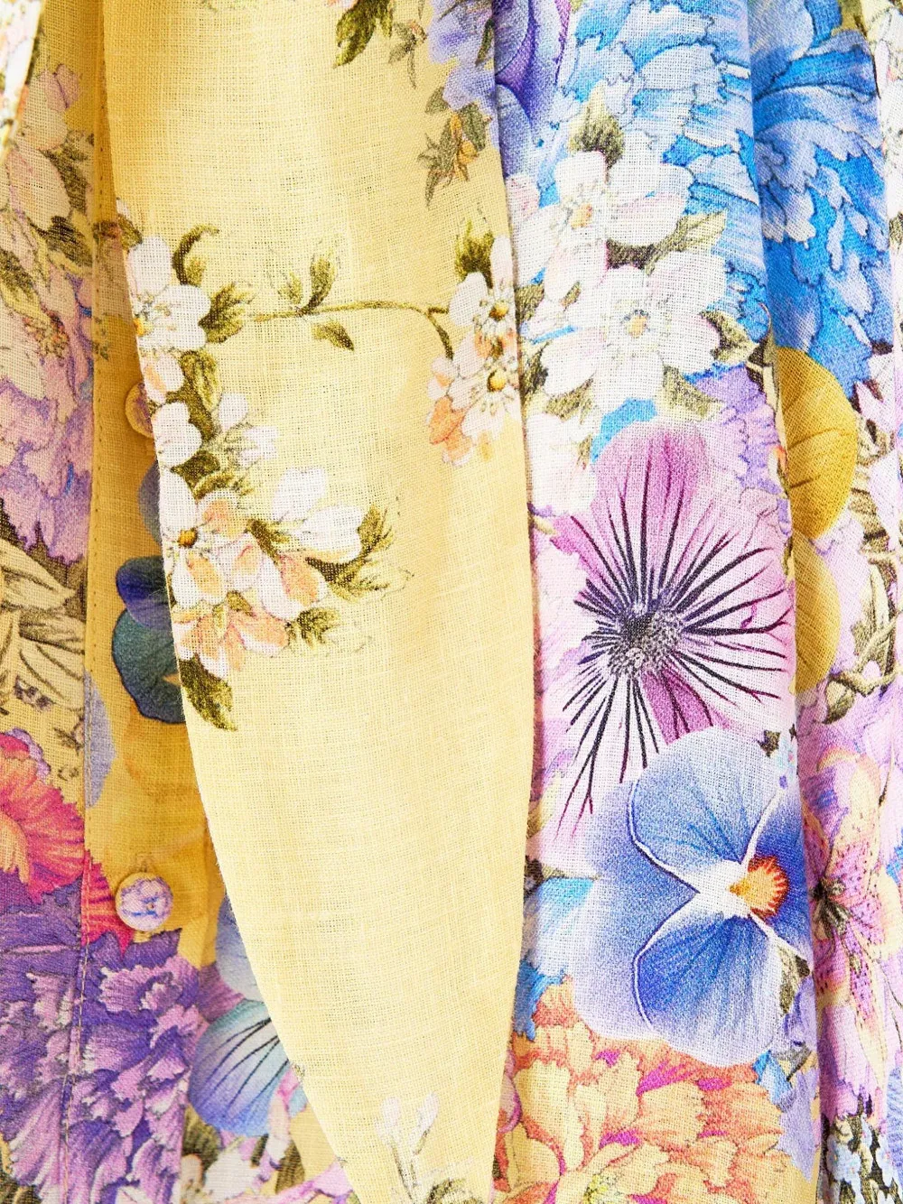 Camilla Linen Darling Buds Shirt Dress In Yellow